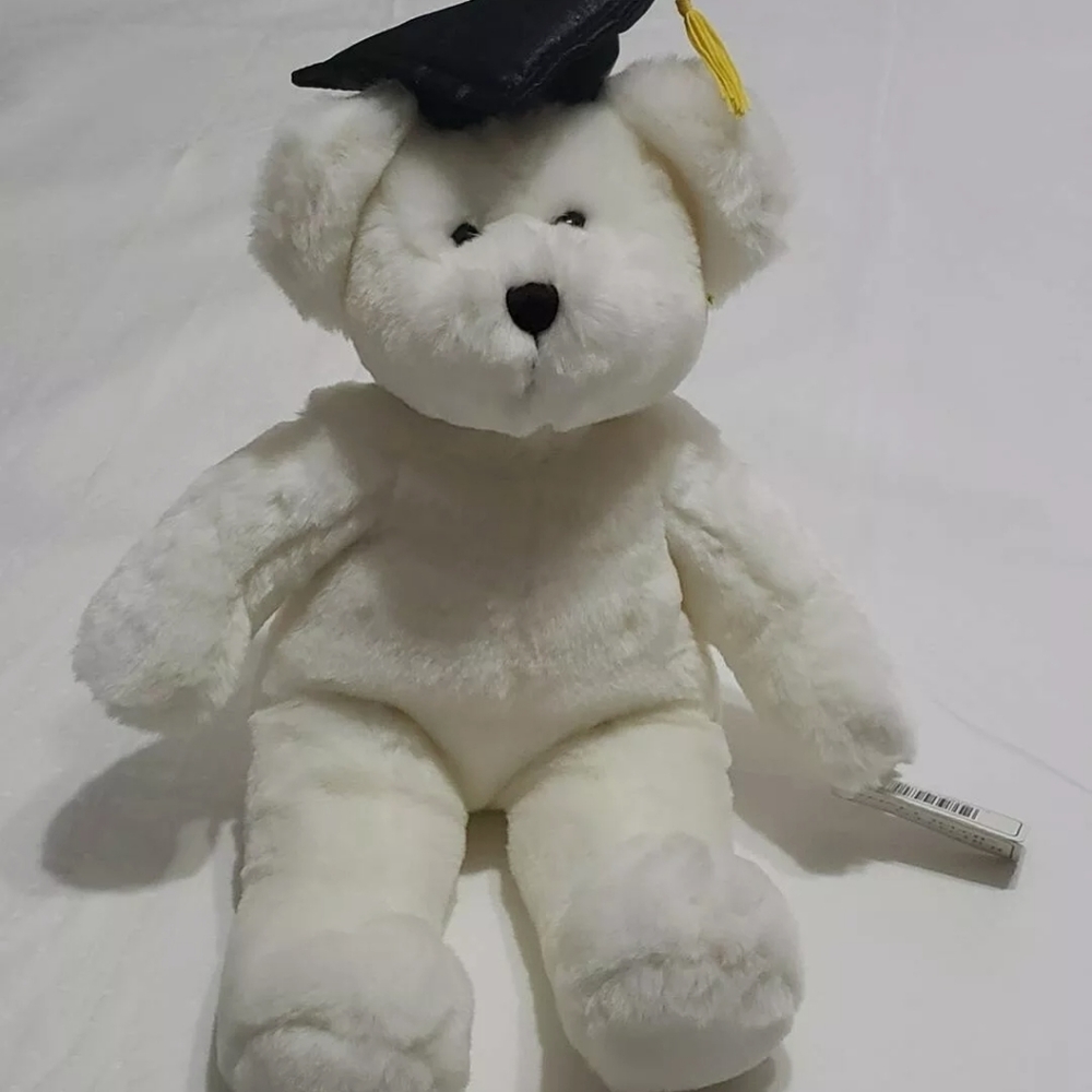 Velvet Touch Collection White Graduation Bear Animal Toy Bear Soft Cute New.